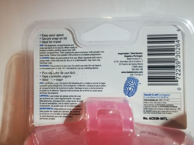 Dispensador polvos bebé rosa Dr brown's