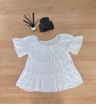 Camiseta de encaje manga corta