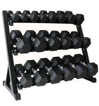 set mancuernas hexagonales 2.5 a 25kg con soporte