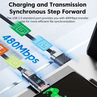 2 X Cable USB a tipo C, 6A,66W, 2 metros, display