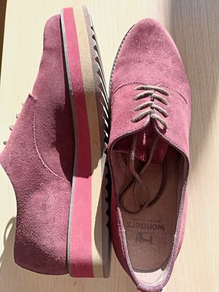 Zapatos Wonders piel cuero ante burdeos
