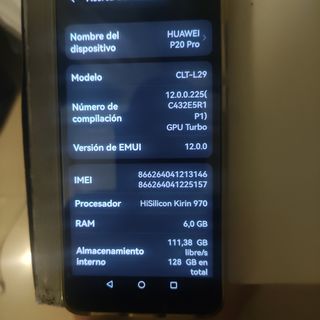 Movil huawei P20 pro 6 de ram 128 almac