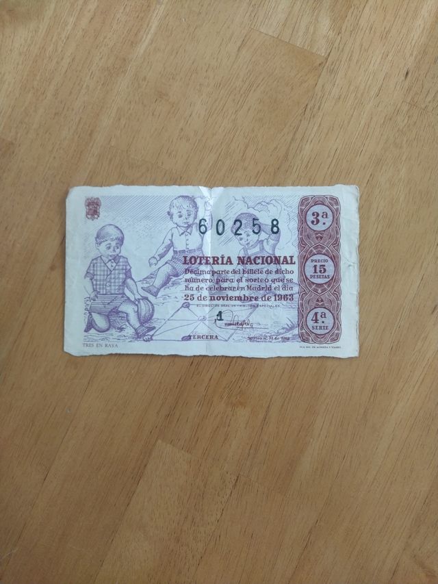 Décimo de lotería antiguo