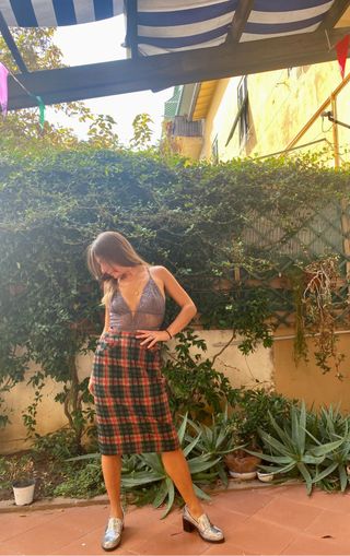 gonna tubino vintage scacchi colorata