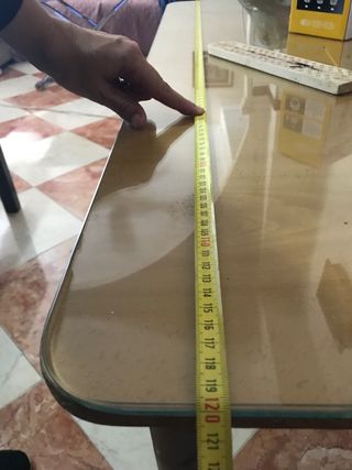 mesa de camilla con cristal