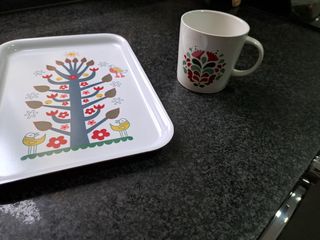 Taza desayuno con bandeja