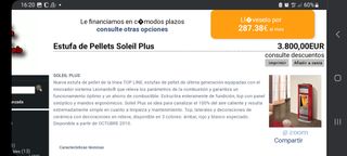 Estufa de pellets soleil plus