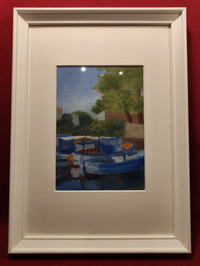 QUADRO OLIO SU TAVOLA “BARCHE AL NAVIGLIO”