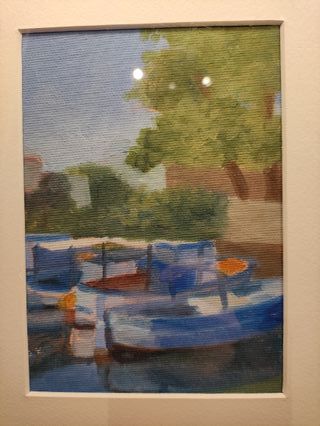 QUADRO OLIO SU TAVOLA “BARCHE AL NAVIGLIO”