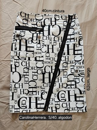 Mujer falda CarolinaHerrera lentejuelas encaje S-M
