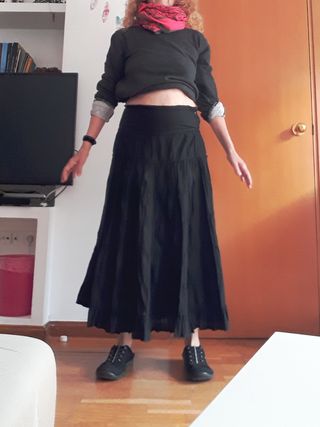 Mujer.Falda larga elegante encaje transparenciaS/M