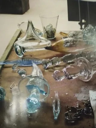 4 TAPONES CRISTAL DE ANTIGUOS BOTES DE FARMÁCIA.