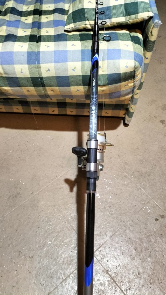 Caña telescópica y carrete