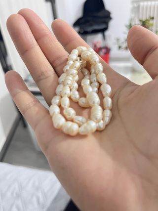 Collar vintage pulsera perla crema barroco nuevo