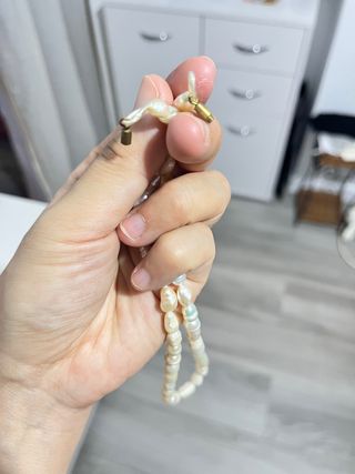 Collar vintage pulsera perla crema barroco nuevo