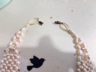 Collar vintage perla crema rosa barroco flor nuevo