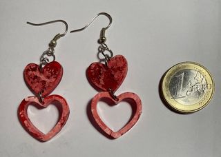 Pendientes de resina color coral