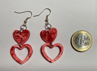 Pendientes de resina color coral