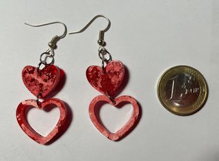Pendientes de resina color coral