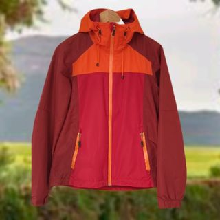 Abrigo fino granate y naranja