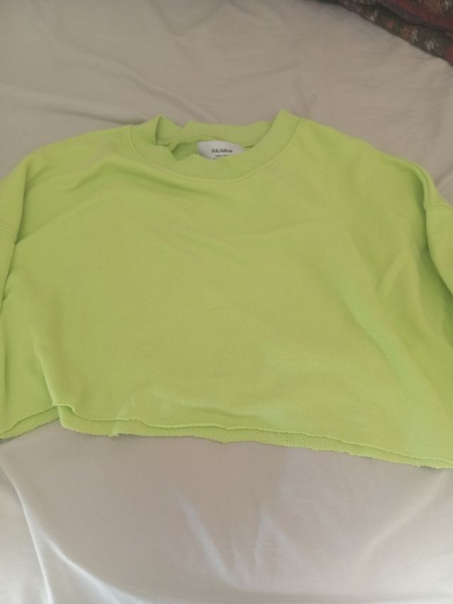 Sudadera sin capucha color lima