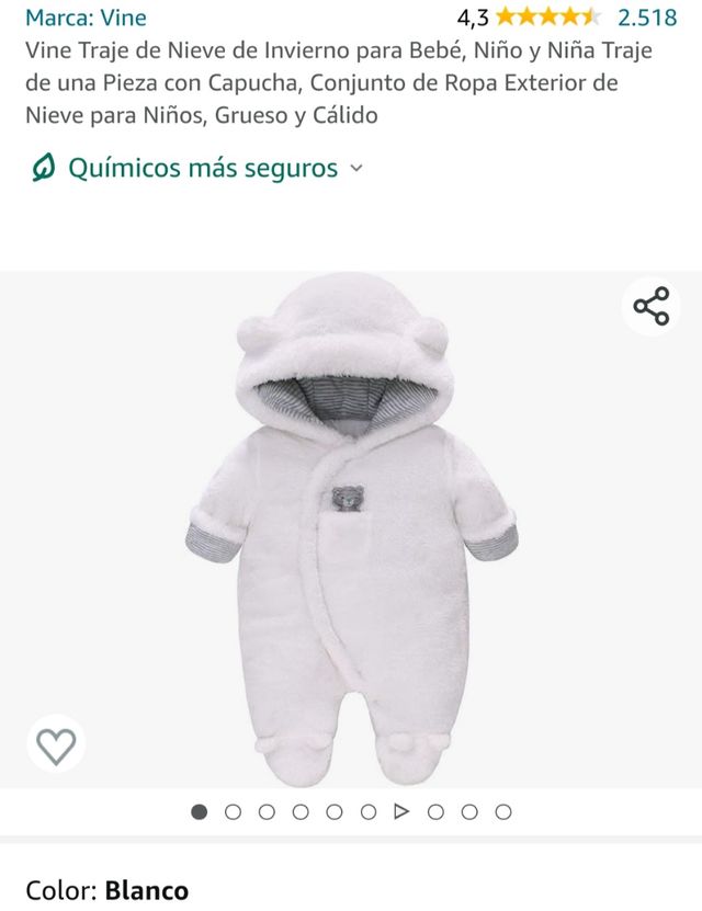 Mono de nieve para bebé 3-6 meses.