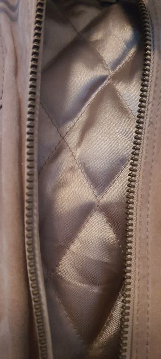 Abrigo largo piel beige