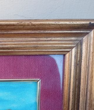 Quadro vintage in cornice di legno dorata