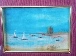 Quadro vintage in cornice di legno dorata