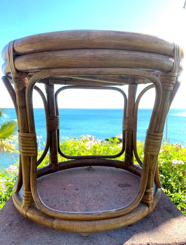 Sgabello in canna boho vintage