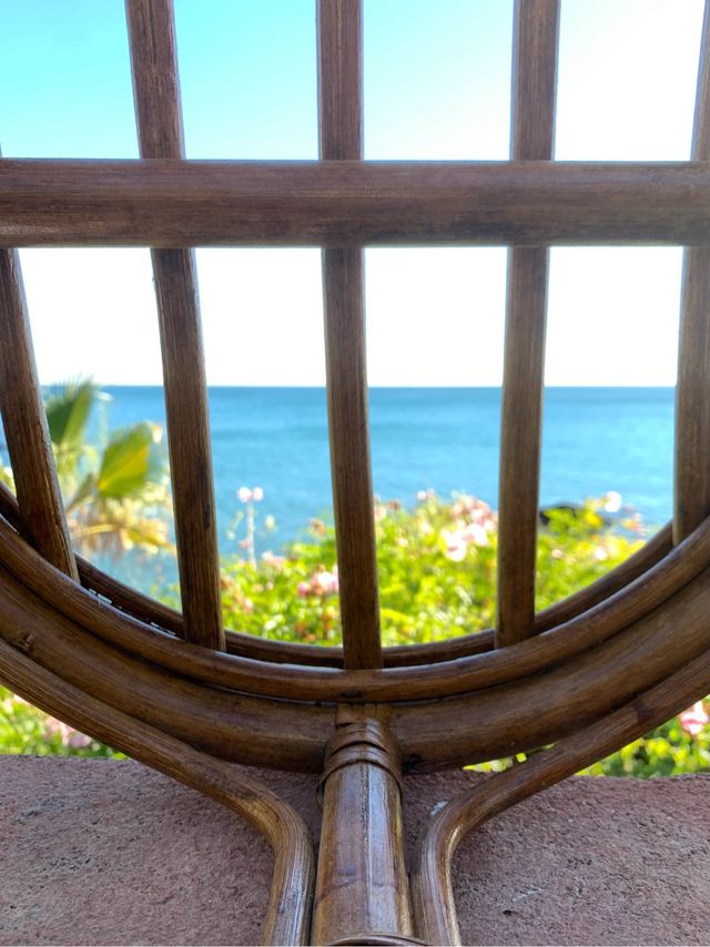 Sgabello in canna boho vintage