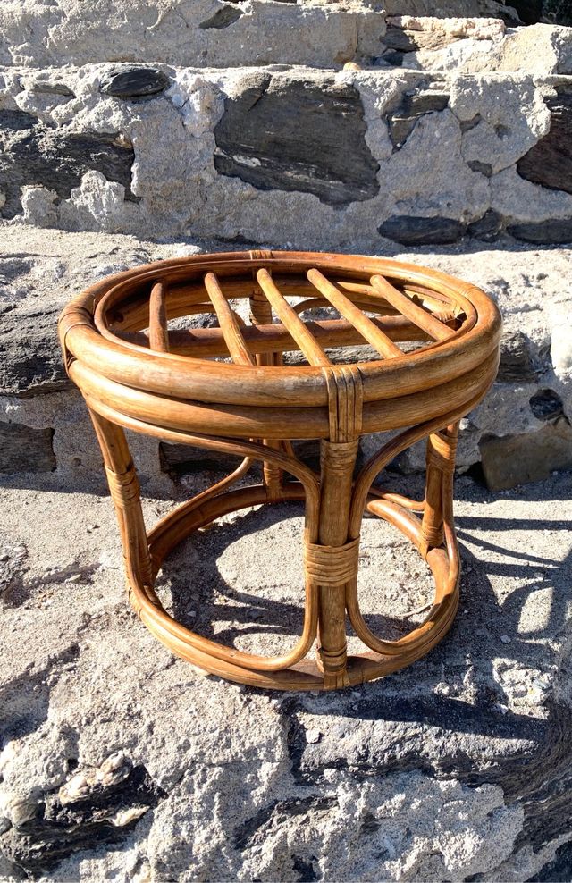 Sgabello in canna boho vintage