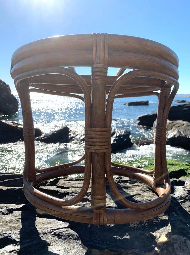 Sgabello in canna boho vintage
