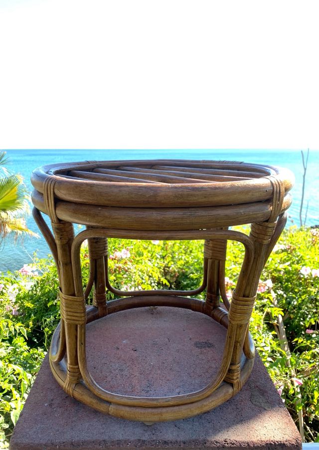 Sgabello in canna boho vintage