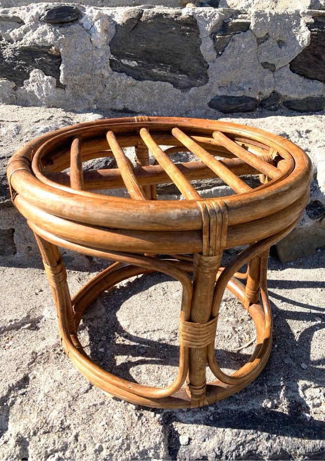 Sgabello in canna boho vintage
