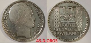 10 FRANCOS MONEDA DE PLATA 1931