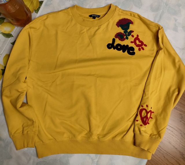 Felpa Desigual donna/ragazza tag 30 giallo senape