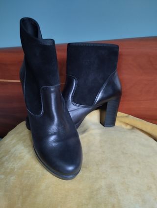 BOTINES PIEL Y ANTE NEGRO