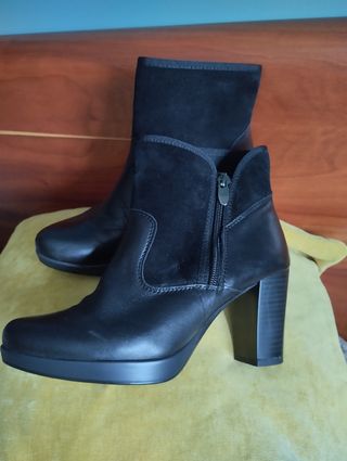 BOTINES PIEL Y ANTE NEGRO