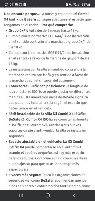 SILLA COCHE besafe IZI COMBI X4 ISOFIX
