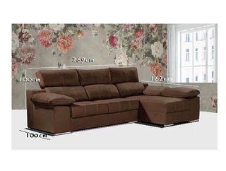 Sofá chaiselongue beige reversible