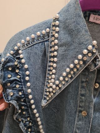 Camisa vaquera perlas
