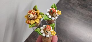 Provette in vetro con tappo sughero coccinelle