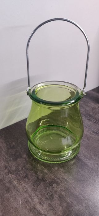 Vasetto porta candela, ampolla, vetro 10x8 cm