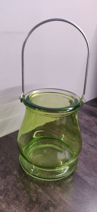 Vasetto porta candela, ampolla, vetro 10x8 cm