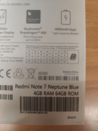 XIAOMI REDMI NOTE 7 NEPTUNE BLUE 4GB RAM 64 GB ROM
