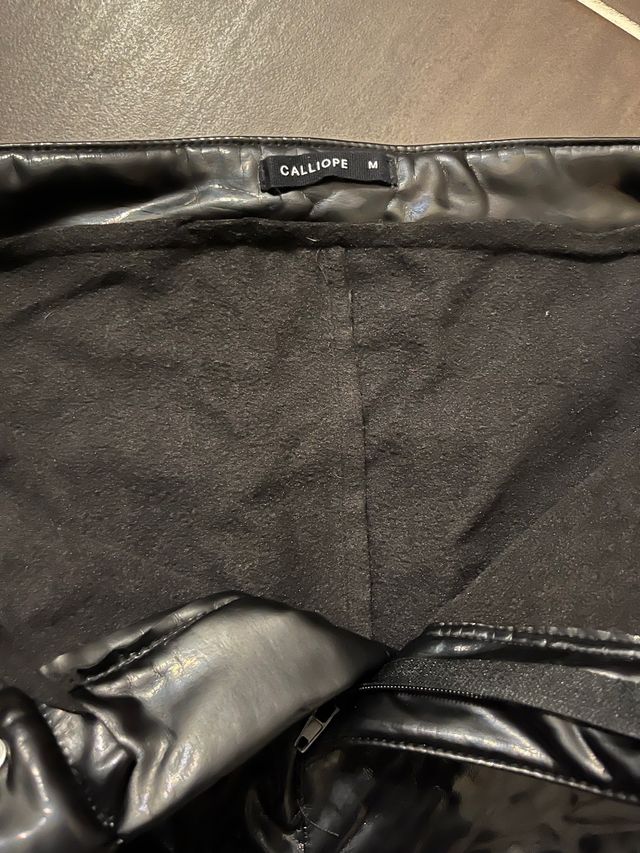 leggings termici effetto vernice nero M