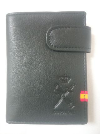 Cartera Monedero Guardia Civil España Cuero Negro