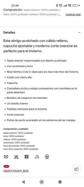 Abrigo acolchado Edc Spirit