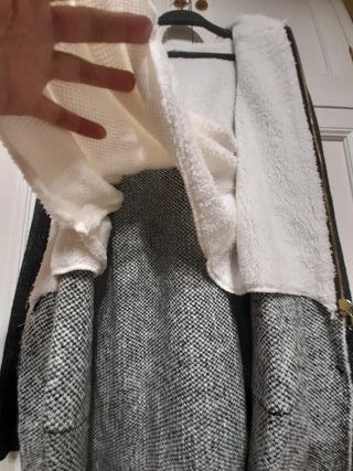 Chaqueta abrigo largo capucha negro blanco talla M